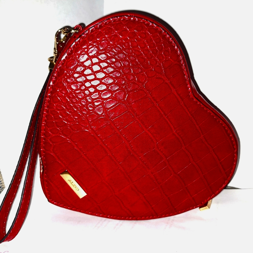 Aldo Bags | Aldo Heart-Shaped Crossbody / Wristlet/Clutch | Color: Gold/Red |